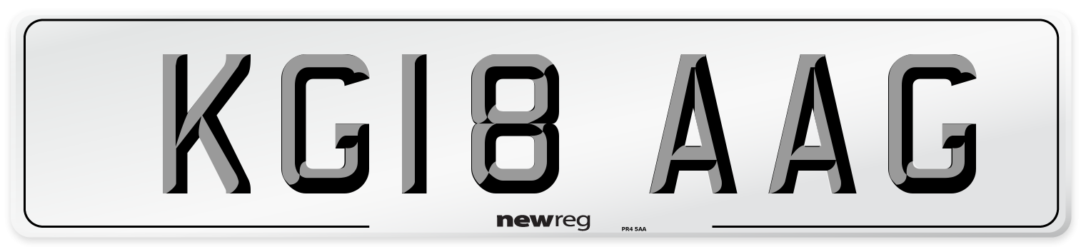 KG18 AAG Number Plate from New Reg